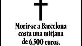 Imagen de la campaña de presión de Barcelona en Comú (BComú) al PSC para aprobar su 'funeraria exprés' / CG