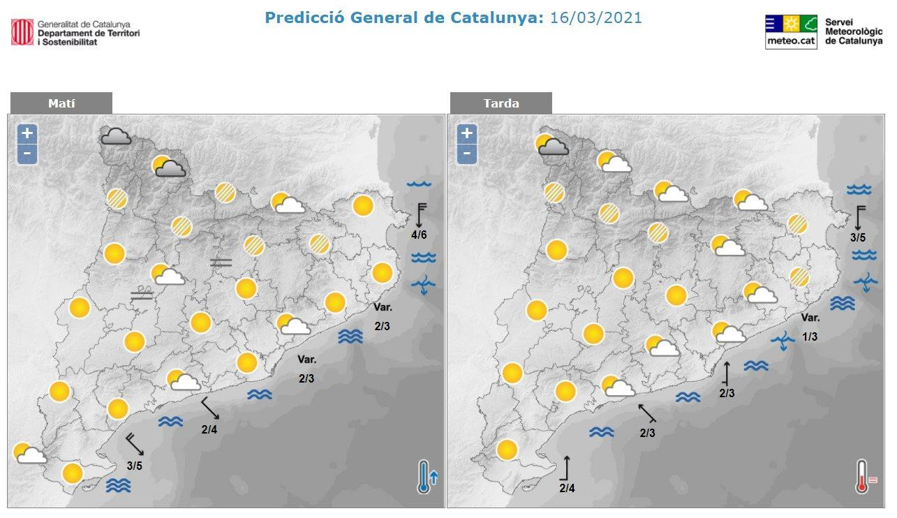 Predicción general para este 16 de marzo en Cataluña / METEOCAT