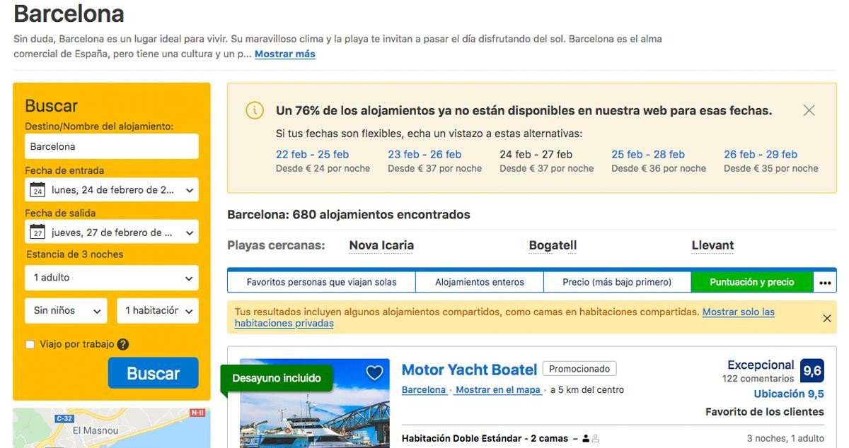 Booking muestra una ocupación del 76% en Barcelona de cara al Mobile World Congress (MWC), mucho menor que otros años / CG