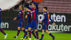 Mingueza, celebrando su gol contra el Huesca | FCB