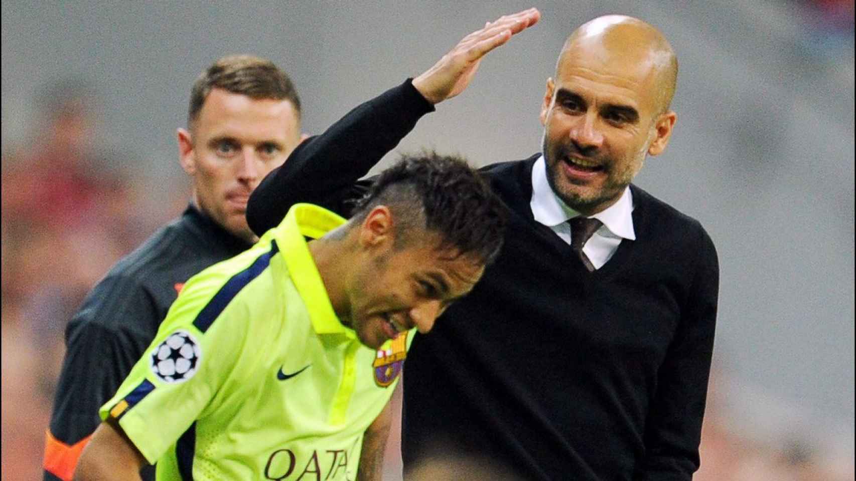 Guardiola, al coincidir con Neymar en un partido | EFE