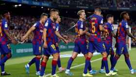 Los jugadores del Barça celebran un gol EFE