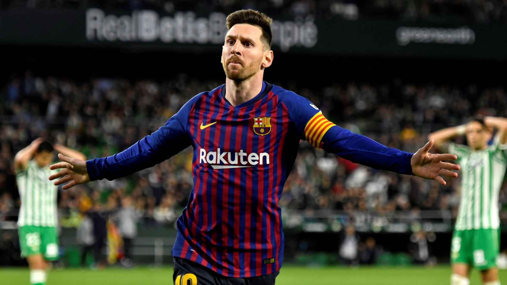 Leo Messi celebra el cuarto gol del FC Barcelona ante el Real Betis / EFE