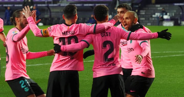 Los jugadores del Barça, celebrando un gol contra el Valladolid | EFE