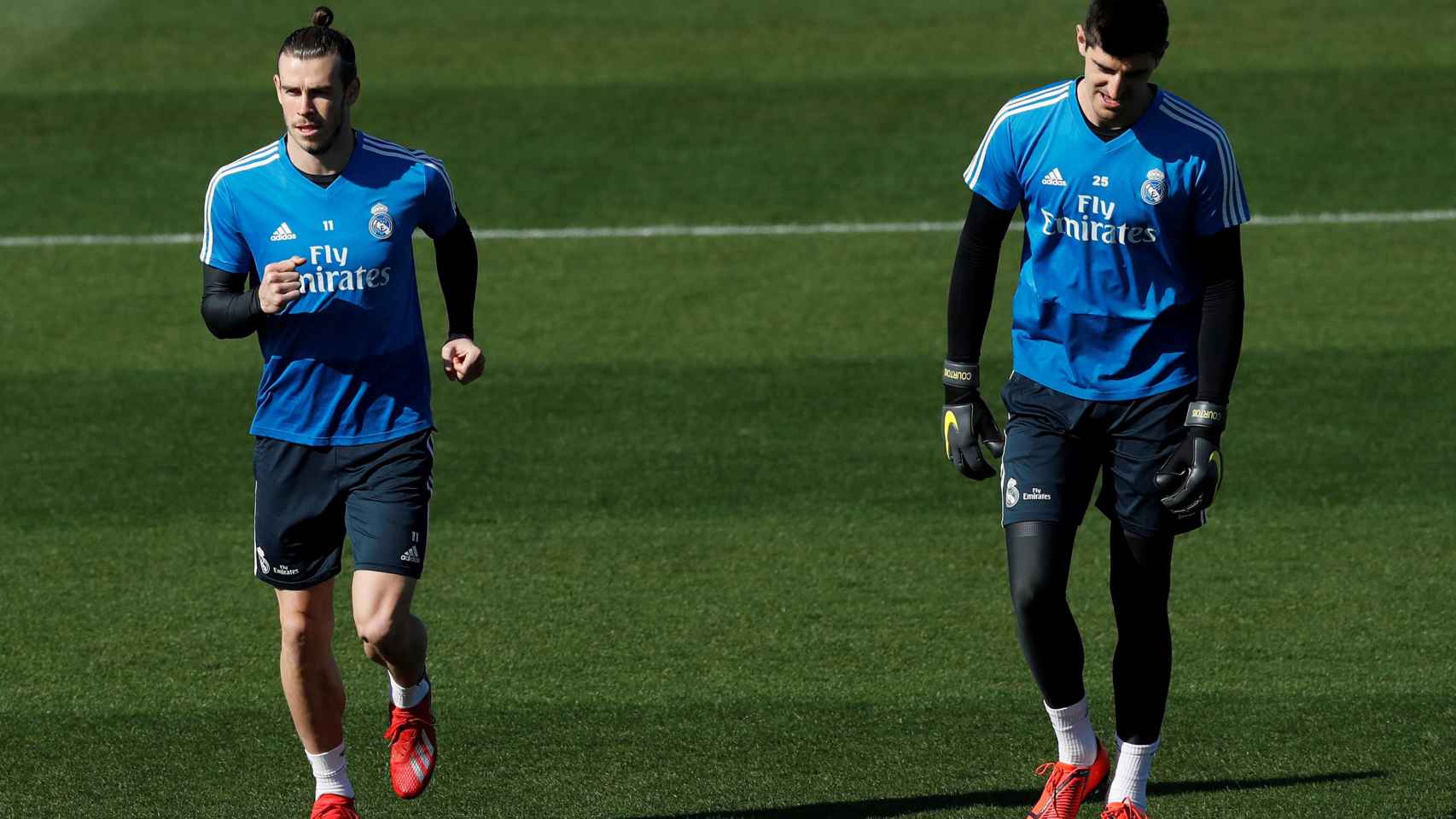Bale y Courtois entrenan en Valdebebas antes de que llegase la policía / EFE