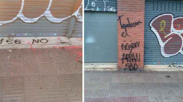 Imágenes del ataque de Arran a la sede del PSC de Sabadell (Barcelona) / PSC