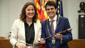 La expresidenta de la Diputación de Barcelona, Mercè Conesa, y el actual presidente del ente supramunicipal, Marc Castells