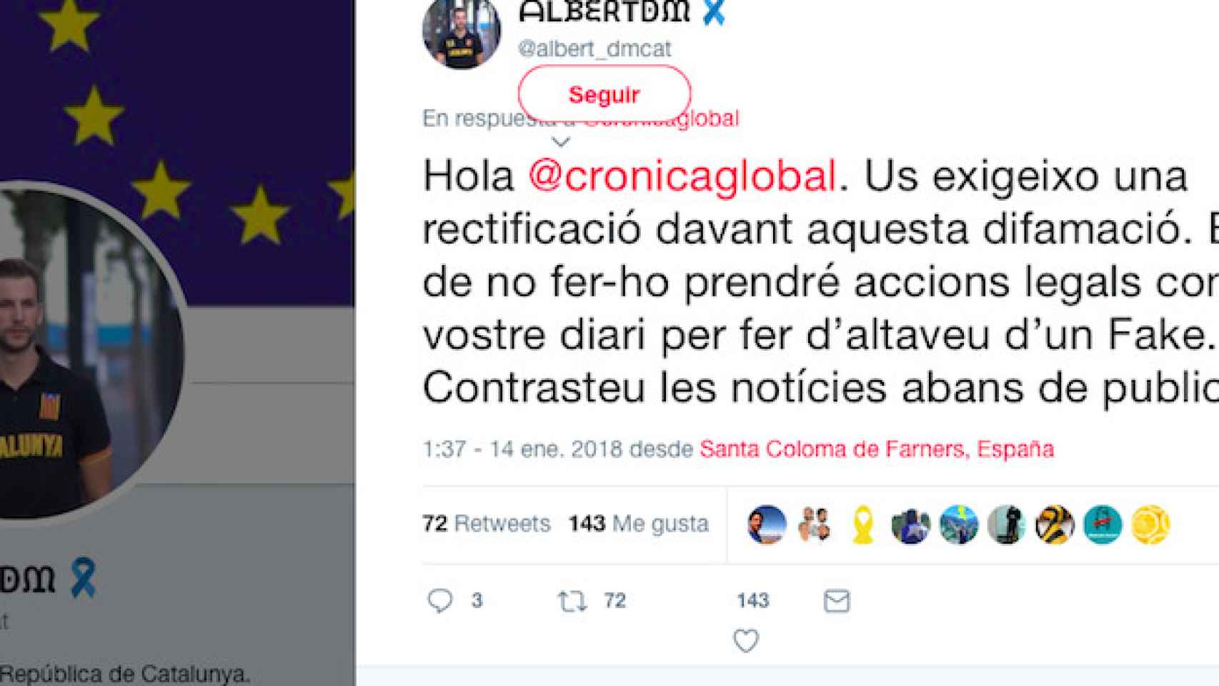 El mensaje con el que Albert Donaire amenaza a 'Cronica Global' / CG