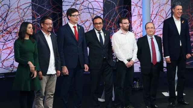 Los siete candidatos, sin Marta Rovira de ERC, en el debate de La Sexta / EFE