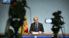 El jefe del Gobierno andorrano, Antoni Martí, en rueda de prensa este martes.