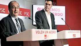 El líder del PSC, Miquel Iceta, y el del PSOE, Pedro Sánchez