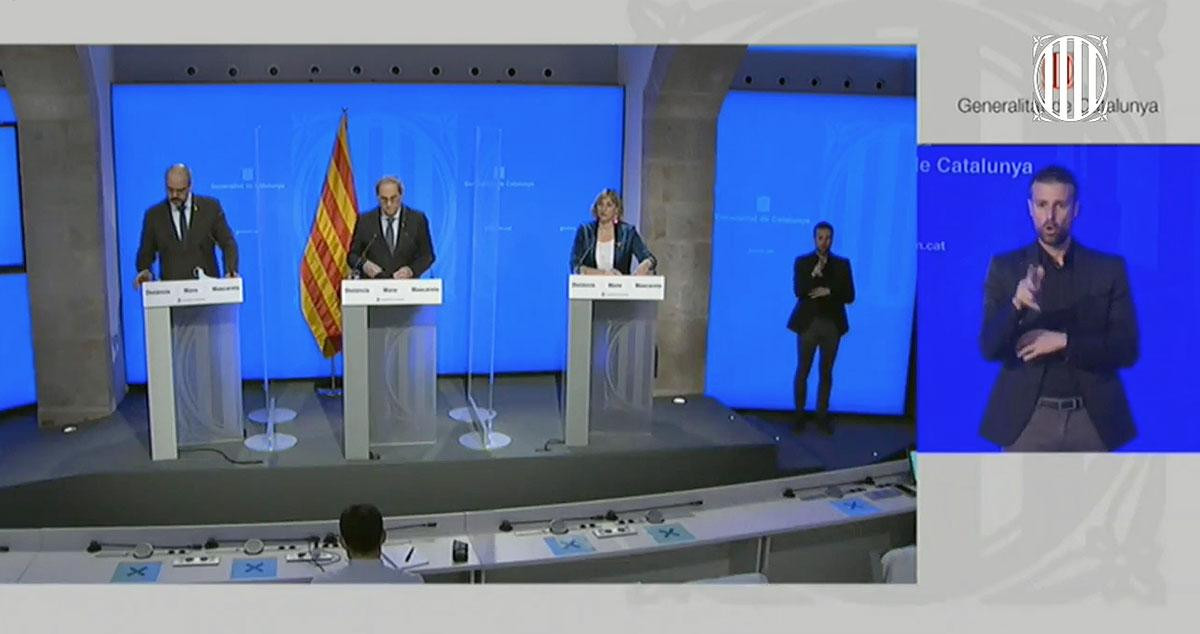 Miquel Buch, Quim Torra y Alba Vergés en la rueda de presa sobre el fin de la fase 3 en Cataluña / GOVERN