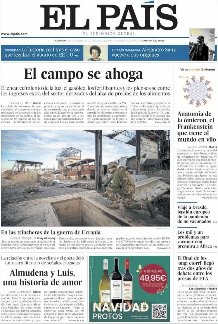 Portada de 'El País' del 5 de diciembre de 2021 / KIOKO