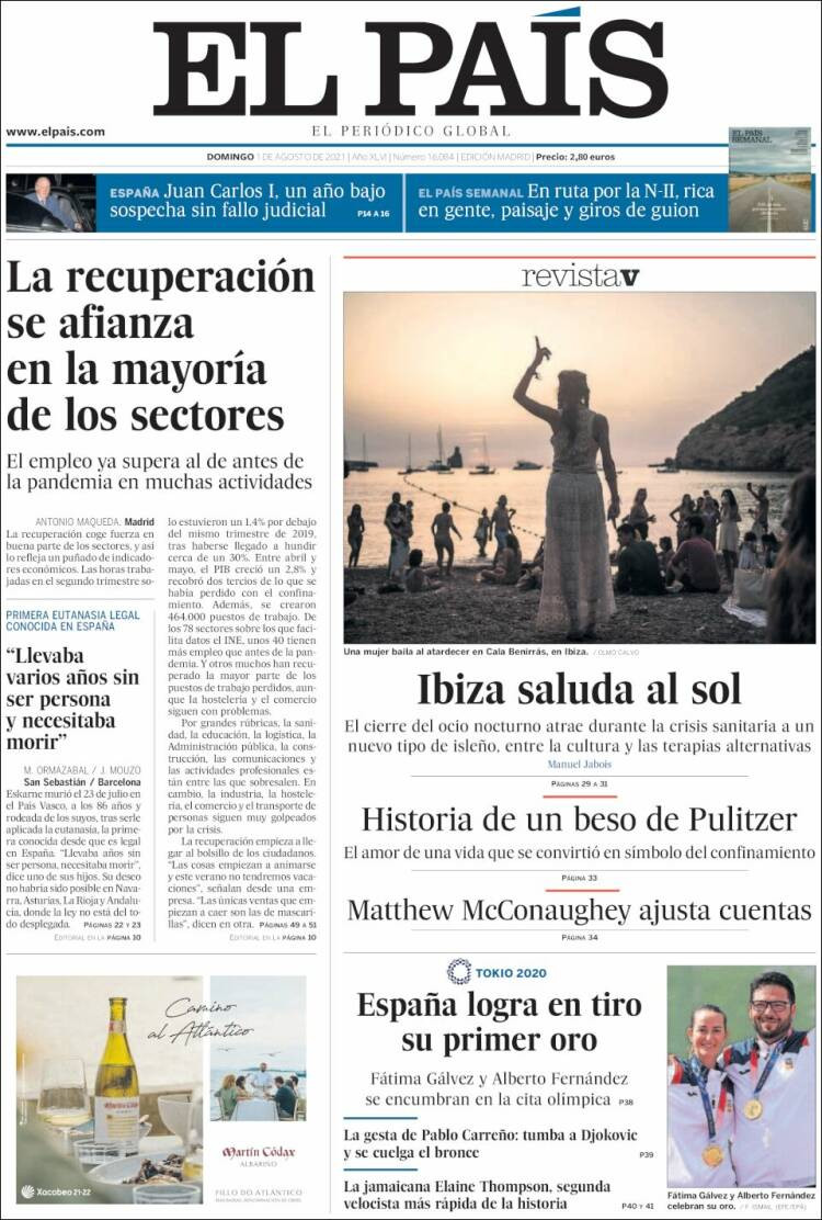 Portada de 'El País' del 1 de agosto de 2021 / KIOSKO.NET
