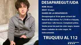 Bruno, el joven de 16 años, desaparecido el 18 de enero en Barcelona / MOSSOS