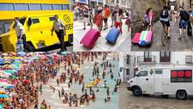 Turistas en playas y ciudades junto a furgones blindados para reponer los cajeros automáticos / CG