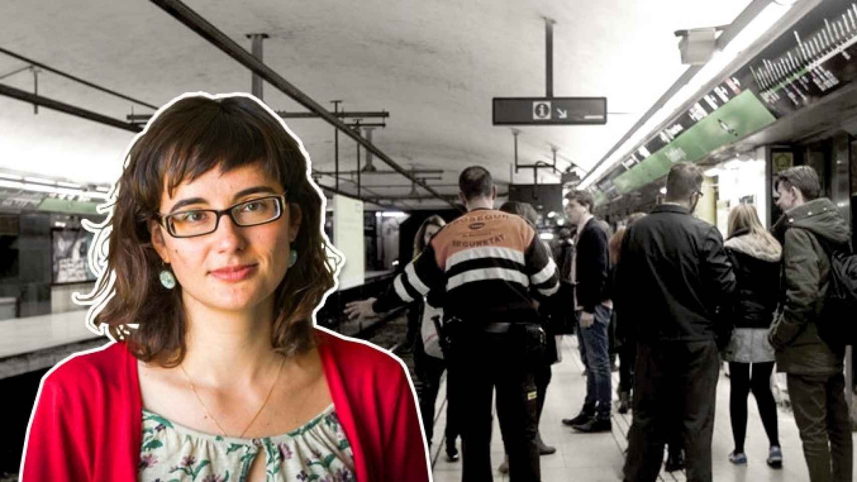 Mercedes Vidal, concejal del Ayuntamiento de Barcelona de Movilidad, y un andén de metro de la capital catalana / FOTOMONTAJE DE CG