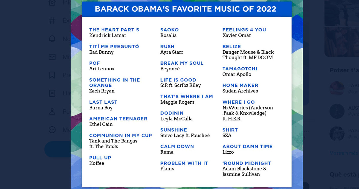 'Saoko', de Rosalía, entre las canciones favoritas de Barack Obama en 2022 / TWITTER