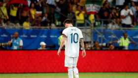 Leo Messi lamentando la derrota de Argentina / EFE