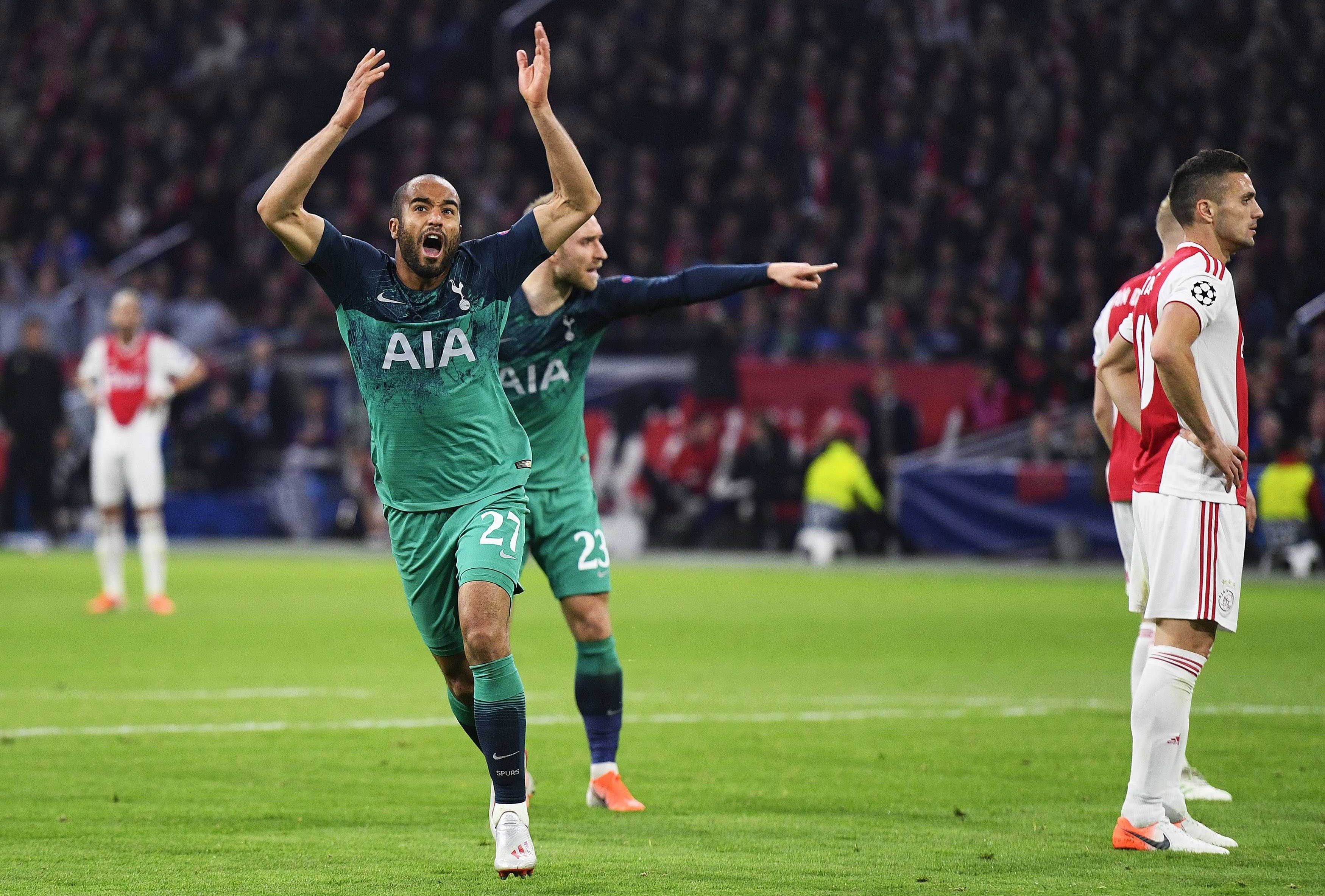 Lucas Moura celebra el primer gol del Tottenham Hotspur / EFE