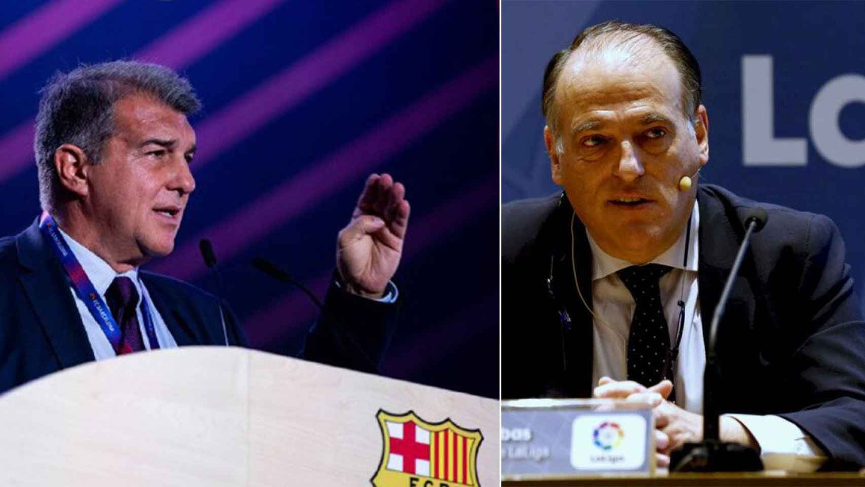Joan Laporta y Javier Tebas, presidentes del FC Barcelona y de la Liga / CULEMANIA