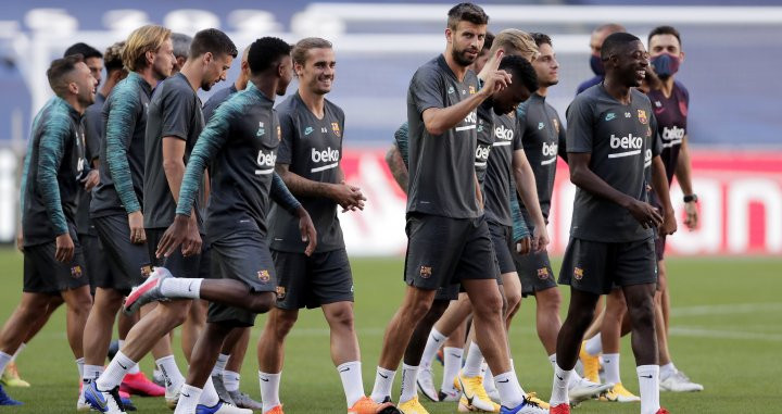 Los jugadores del Barça, en el entrenamiento previo al choque contra el Bayern | EFE
