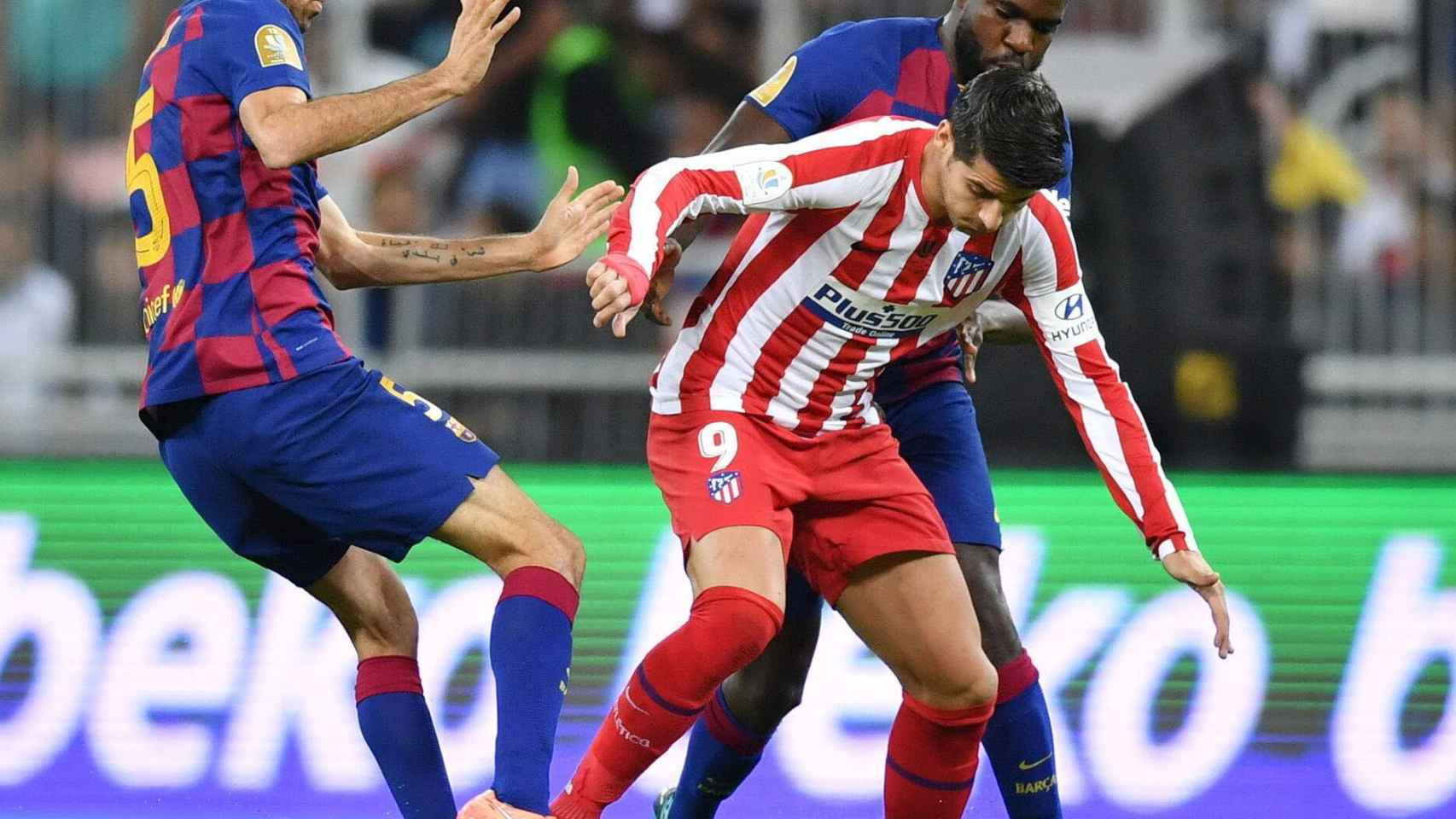 Álvaro Morata en el partido contra el Barça / EFE