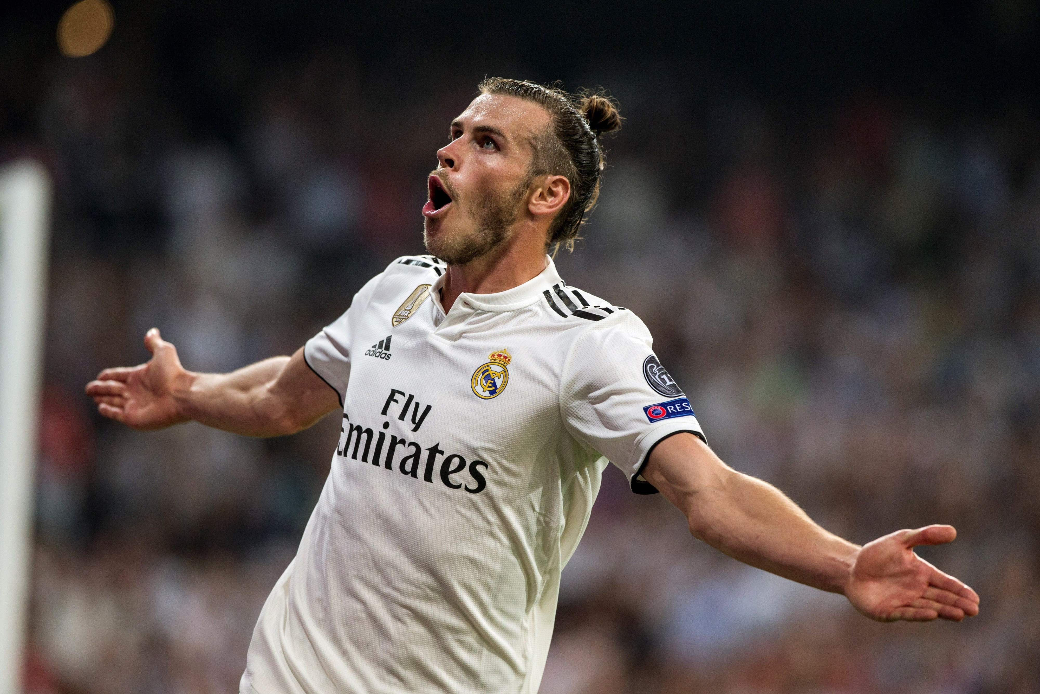 Gareth Bale celebra su gol con el Real Madrid frente a la Roma antes de recibir al Espanyol / EFE