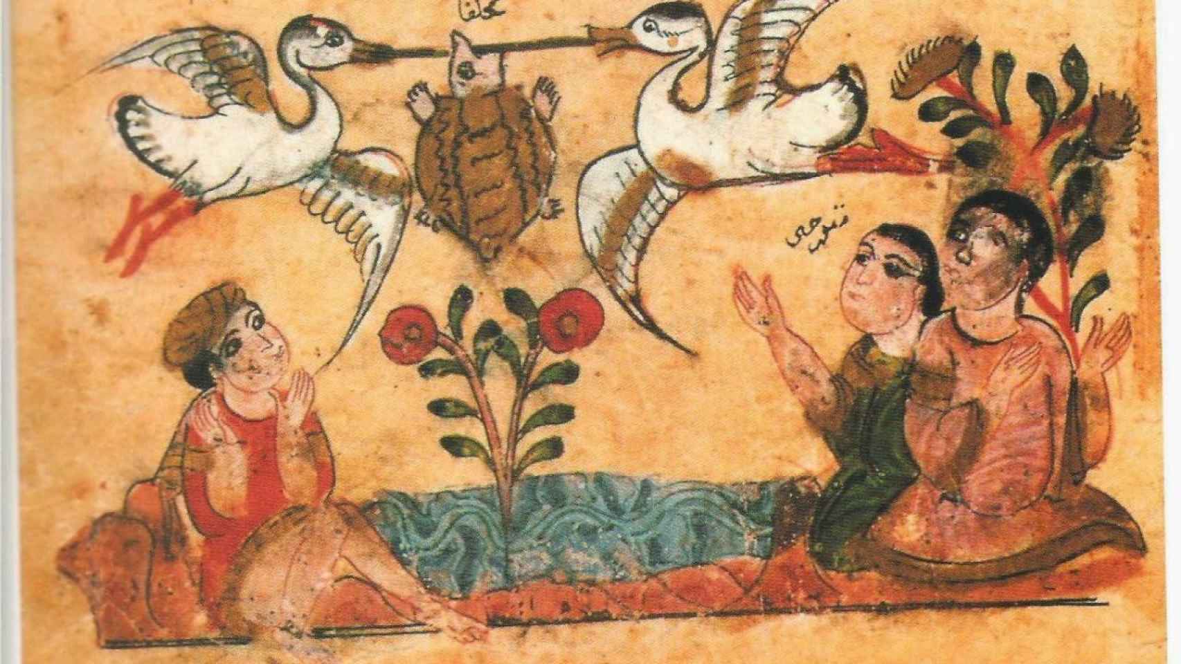Un grabado del libro de fábulas de 'Calila e Dimna'. Libros animales