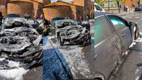 Tres imágenes del estado en el que ha quedado el coche de Josep Bou en Barcelona / TWITTER