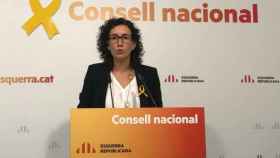 Marta Rovira, secretaria general de Esquerra, en la comparecencia de cara a las elecciones del 21 en la que se ha referido a los presos/ CG