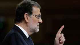 El presidente en funciones, Mariano Rajoy, durante su respuesta a los representantes del grupo parlamentario de Unidos Podemos / EFE