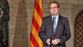 El presidente de la Generalitat, Artur Mas, durante el discurso institucional con motivo de la manifestación independentista de la Diada