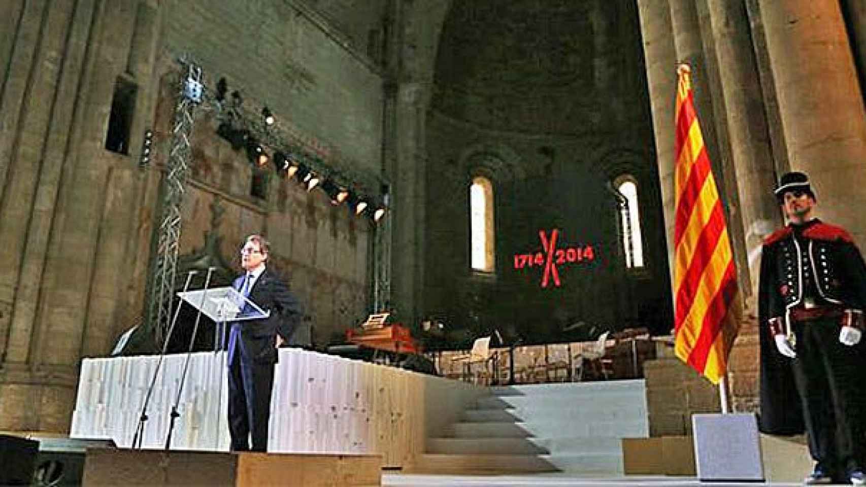 El presidente de la Generalidad, Artur Mas, durante el acto de inauguración de la conmemoración del tricentenario de 1714