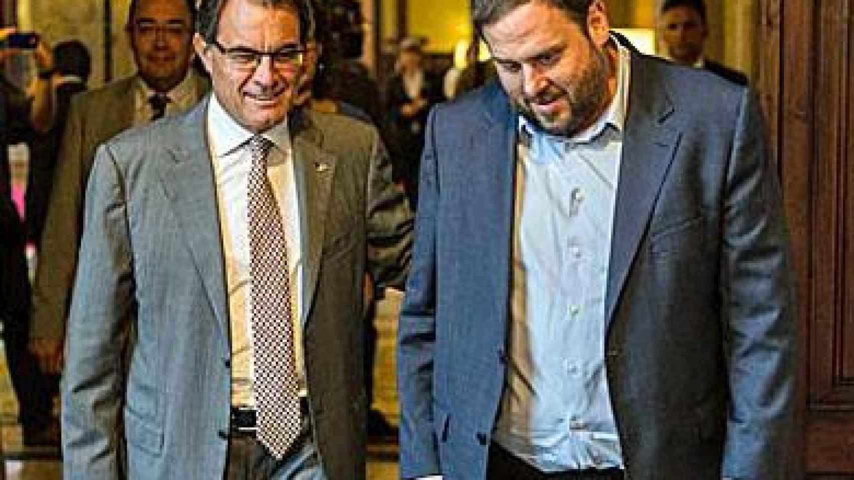 El presidente de la Generalidad, Artur Mas, y el de ERC, Oriol Junqueras