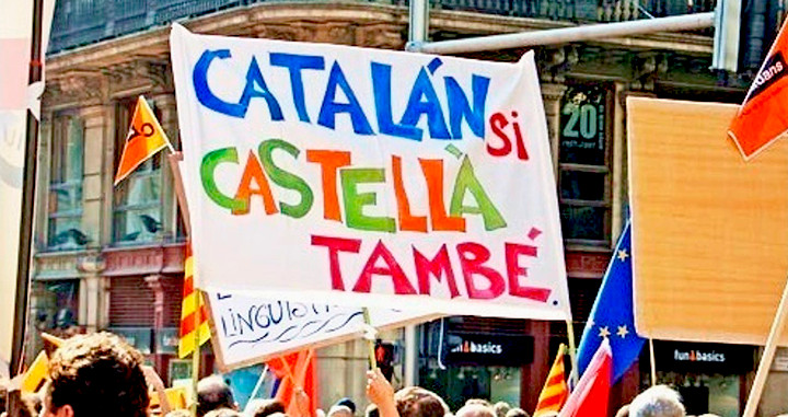 Manifestación en Cataluña a favor de la enseñanza en bilingüe