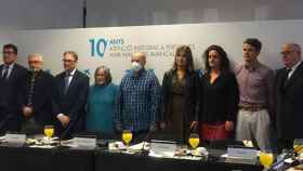 Lluís Noguera, director de CosmoCaixa (i); Josep Ballester, director general de Mutuam; y Marc Simón, subdirector Fundación La Caixa / CG