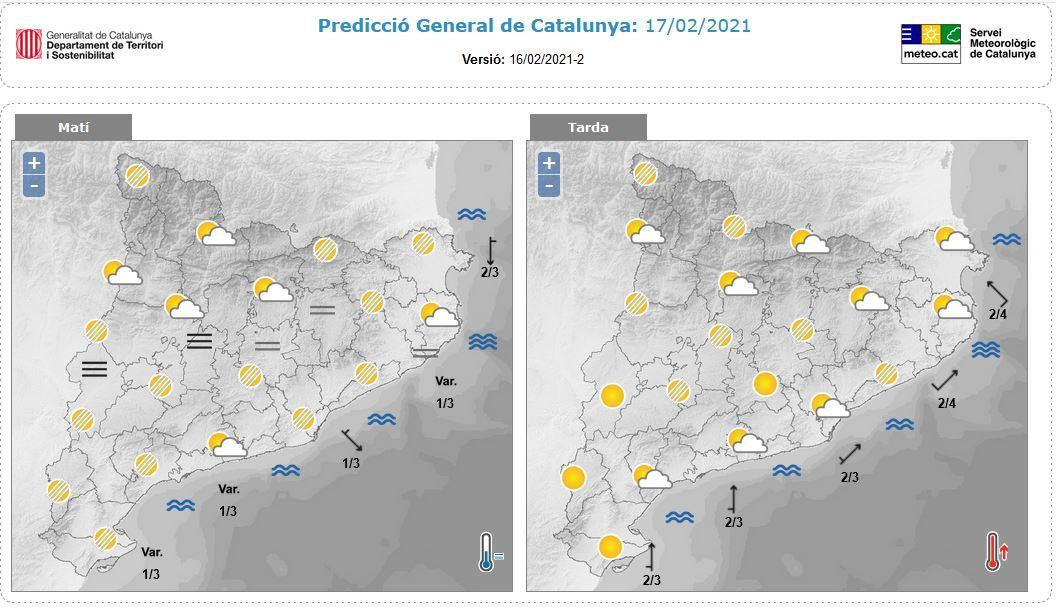 Predicción general para este 17 de febrero en Cataluña / METEOCAT