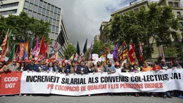 Protesta por los salarios en Cataluña encabezada por los sindicatos de CCOO y UGT / EFE