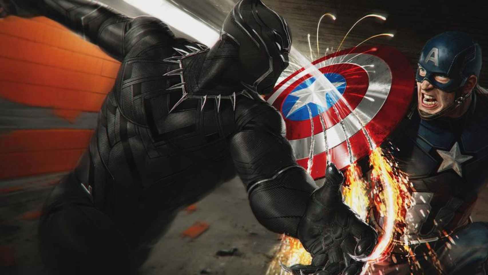 Black Panther luchando contra Capitán América / MARVEL
