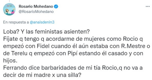 Tweet de Rosario Mohedano