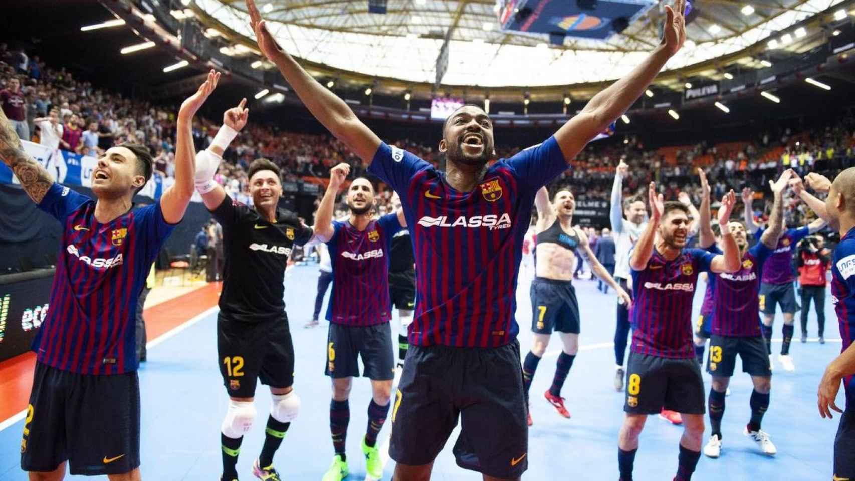 Marcino, del Barça de fútbol sala, celebrando el título de Copa del Rey / FC Barcelona