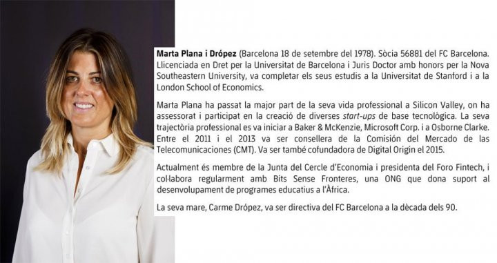 El currículum de Marta Plana, nueva directiva del Barça