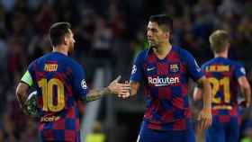 Leo Messi y Luis Suárez celebran un gol del Barça / EFE