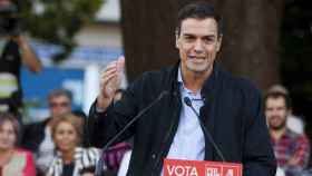 Pedro Sánchez en un mitin en Pontevedra el último día de la campaña electoral gallega / EFE