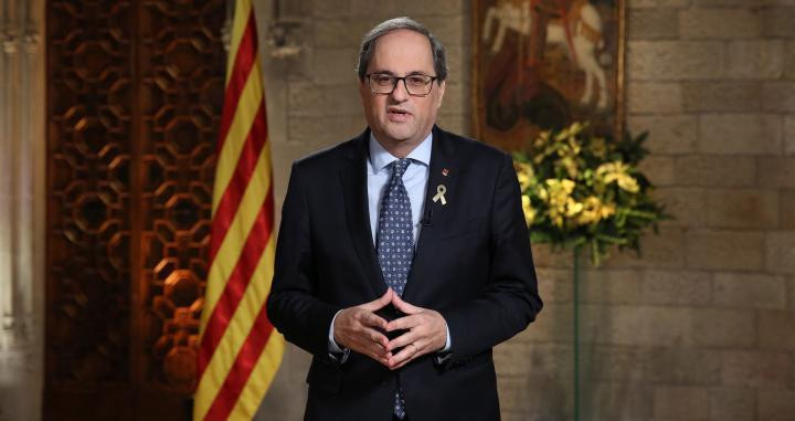 Quim Torra, presidente catalán, durante el discurso de Fin de Año / EFE