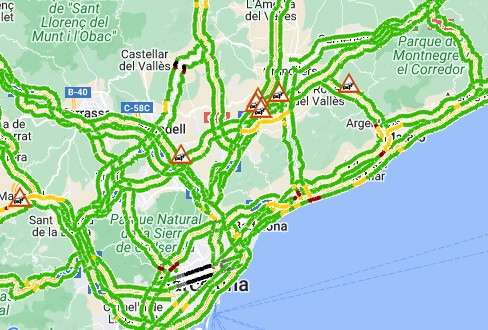 Mapa del tráfico en las carreteras catalanas / TRÀNSIT