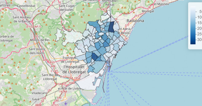 Mapa de los distritos de Barcelona con más casos de coronavirus AYUNTAMIENTO DE BARCELONA