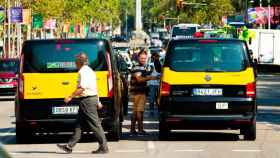 Imagen de taxistas en huelga en Barcelona en verano de 2018 / EFE