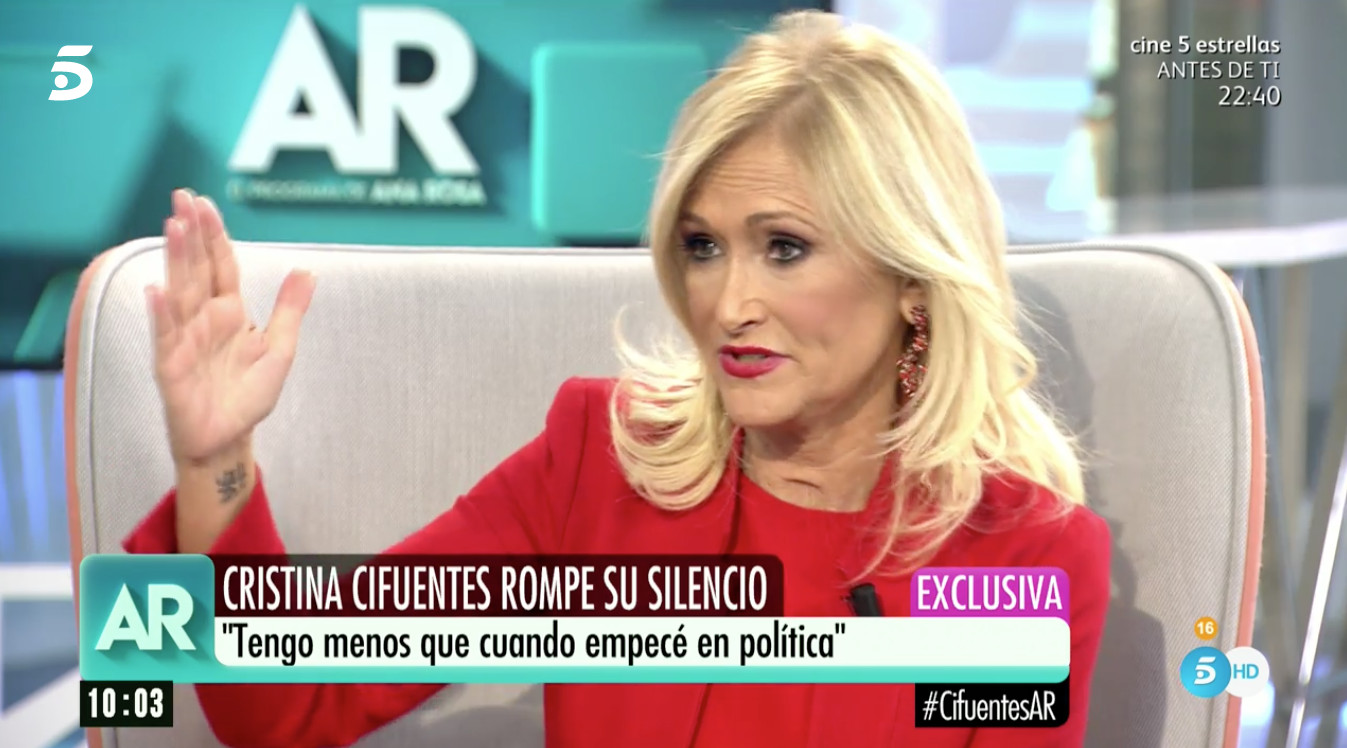 Cristina Cifuentes habla del robo de cremas antiedad / MEDIASET
